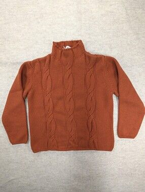 Vintage Wool & Cotton Talbots Made In Italy Burnt Orange Fall Knit Sweater Small